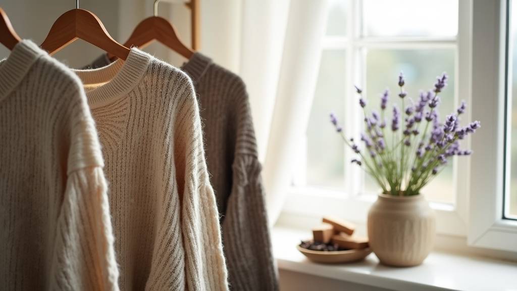 Vêtements en laine avec des trous de mites et plantes aromatiques pour les repousser