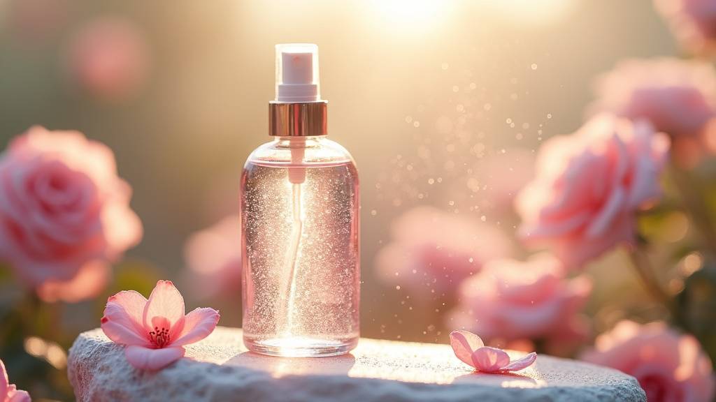 Différents bienfaits des eaux florales illustrés avec des icônes