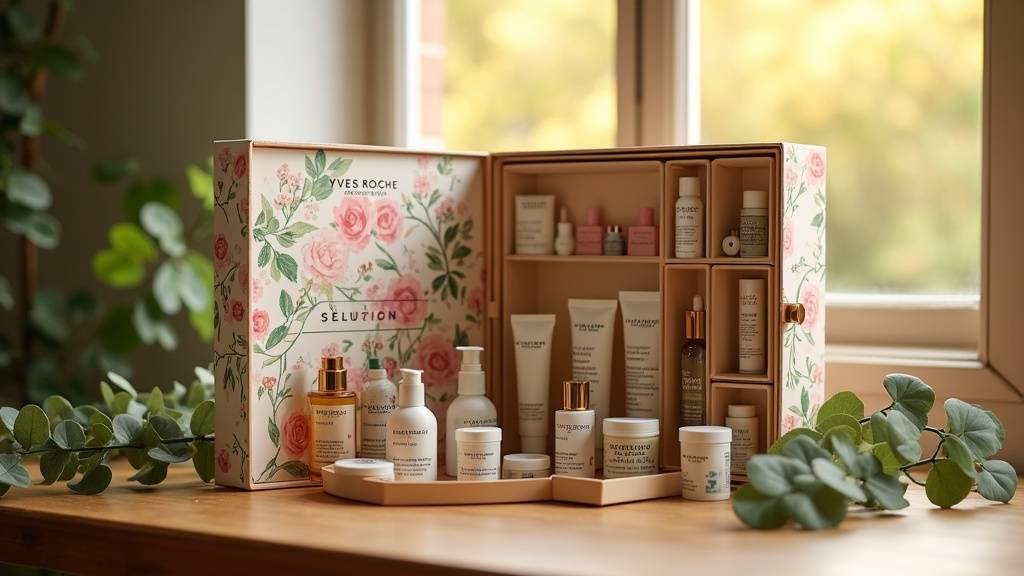 Calendrier de l'Avent Yves Rocher 2026 sur une table de bois avec des feuilles d'automne