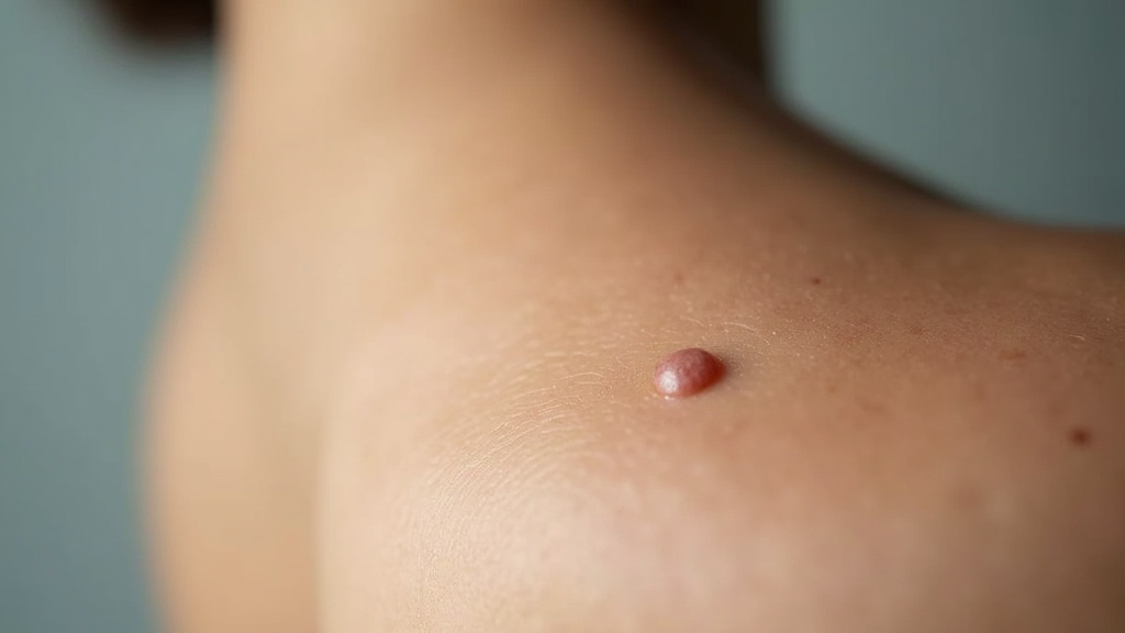 Personne examinant un grain de beauté avec une loupe dermatologique