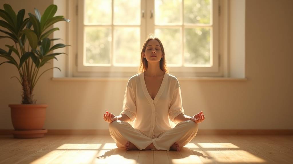 Homme pratiquant la respiration abdominale dans un environnement calme