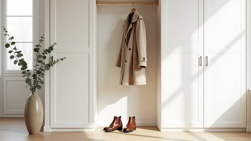 Silhouette féminine dans une tenue androgyne mélangeant veste masculine et jupe fluide