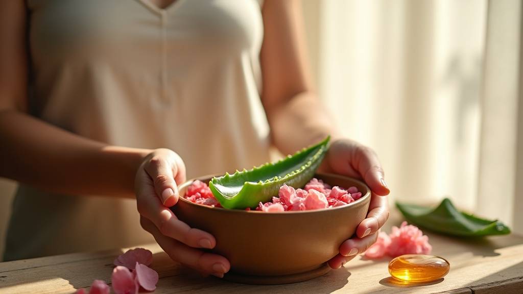 Rituel de bien-etre matinal avec tisane, plantes et bougies dans une ambiance naturelle