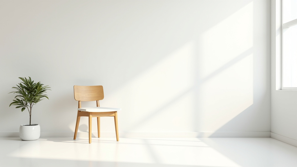 Espace de vie épuré avec meubles en bois clair et objets essentiels disposés avec soin