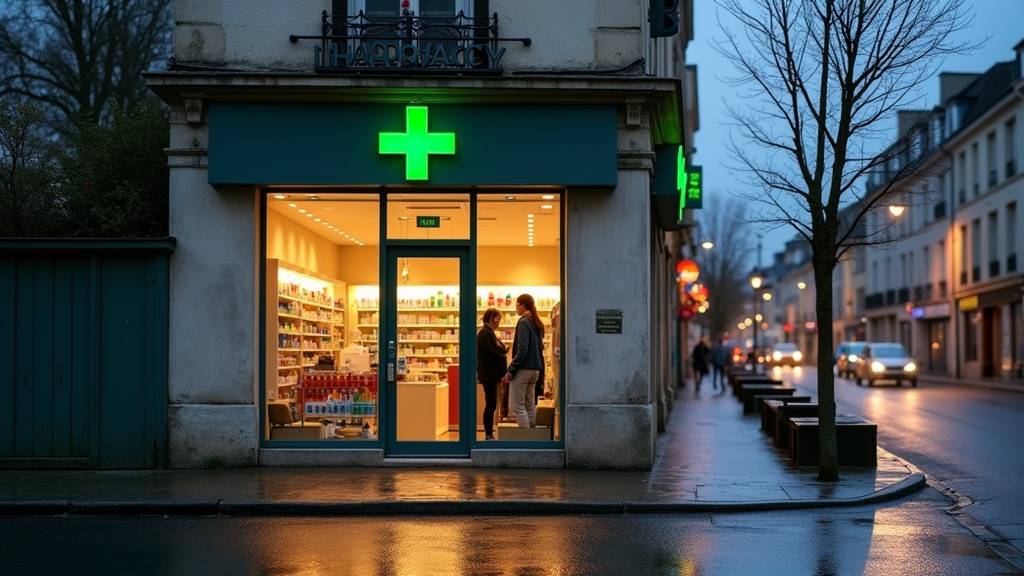 Pharmacien en train de conseiller un client dans une officine moderne