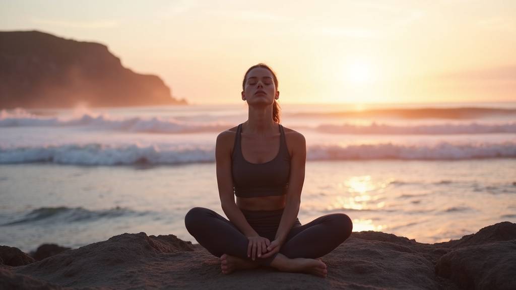 Personne pratiquant la respiration Wim Hof en position assise dans un environnement naturel